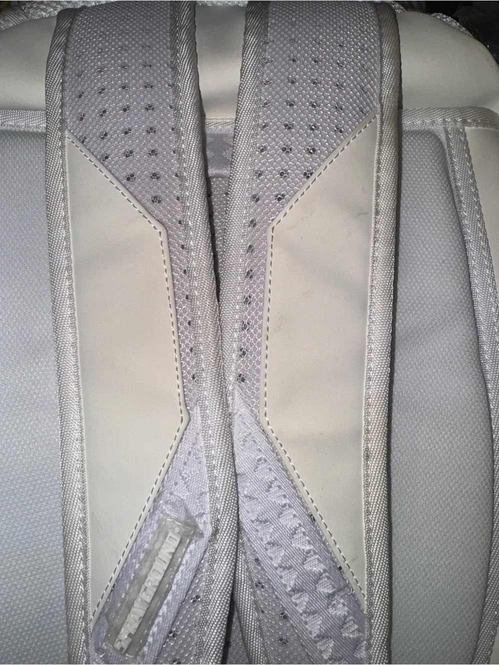 Sprayground White Backpack with Multicolor Planet Patches